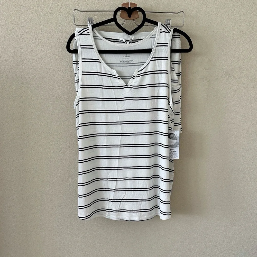 Liz Claiborne Black White Striped Cool & Calm Technology Pajama Set Size S